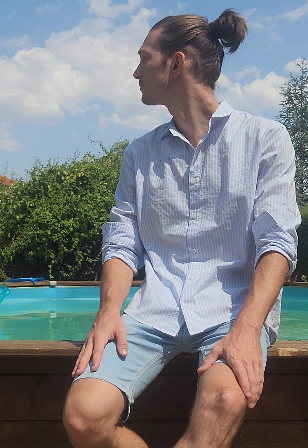 Chemise rayée bleu ciel