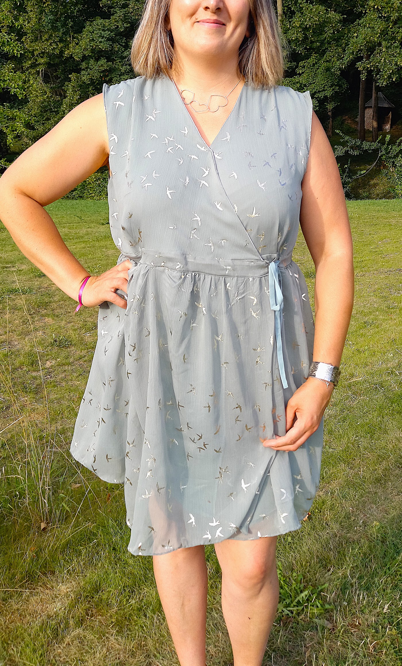 Robe portefeuille à oiseaux