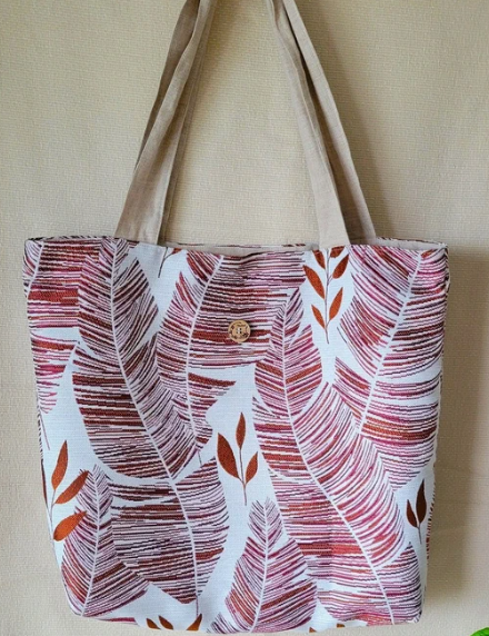 Sac Monique — Chute de jacquard à motif feuillage rouge et blanc - polyester