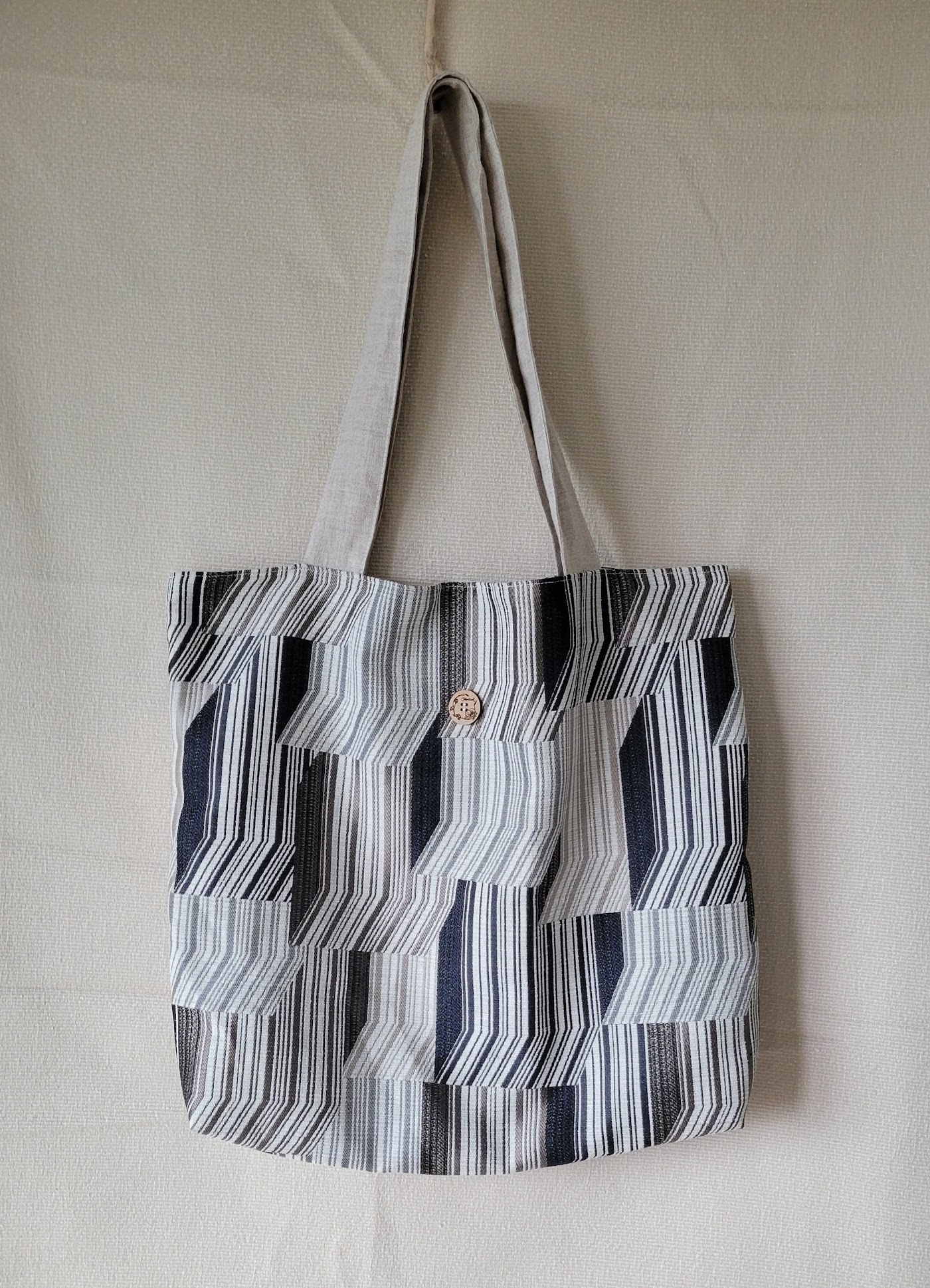 Sac Monique — Chute de jacquard à motif géométrique bleu et gris - polyester